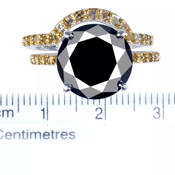 Stunning 6.35CT Black Moissanite 925 Sterling Silver Bridal Ring Set - Picture 2 of 6